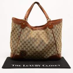 مملوكة مسبقًا Gucci Beige/Brown GG Canvas and Leather Brick Lane Tote