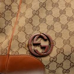 مملوكة مسبقًا Gucci Beige/Brown GG Canvas and Leather Brick Lane Tote