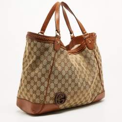 مملوكة مسبقًا Gucci Beige/Brown GG Canvas and Leather Brick Lane Tote