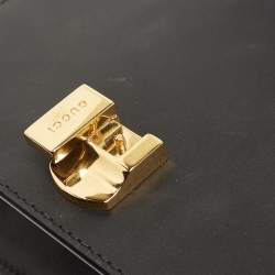 Pre Owned Gucci Black Leather Mini Web Chain Sylvie Crossbody Bag