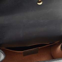 Pre Owned Gucci Black Leather Mini Web Chain Sylvie Crossbody Bag