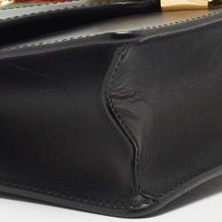 Pre Owned Gucci Black Leather Mini Web Chain Sylvie Crossbody Bag