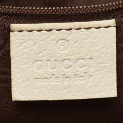 Pre Owned Gucci White/Beige GG Canvas and Leather Princy Tote 