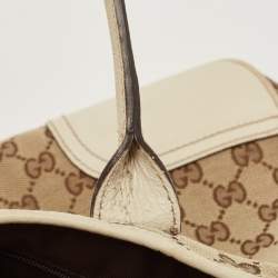 Pre Owned Gucci White/Beige GG Canvas and Leather Princy Tote 