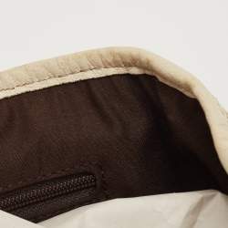 Pre Owned Gucci White/Beige GG Canvas and Leather Princy Tote 