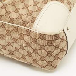 Pre Owned Gucci White/Beige GG Canvas and Leather Princy Tote 