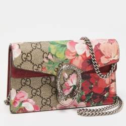Gucci Pink/Beige GG Supremes Canvas Super Mini Blooms Dionysus Chain Bag