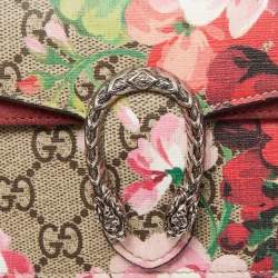 Gucci Pink/Beige GG Supremes Canvas Super Mini Blooms Dionysus Chain Bag