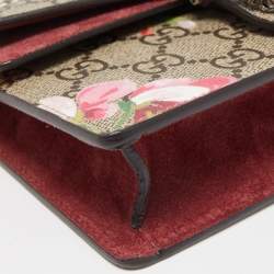 Gucci Pink/Beige GG Supremes Canvas Super Mini Blooms Dionysus Chain Bag