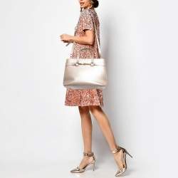 مملوكة مسبقًا Gucci Rose Gold Leather Medium Bright Bit Tote