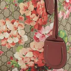 Pre Owned Gucci Burgundy/Beige GG Supreme Canvas Medium Blooms Reversible Tote