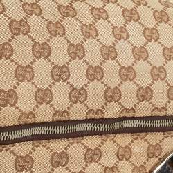 Pre Owned Gucci Beige/Brown GG Canvas and Leather Belt Bag