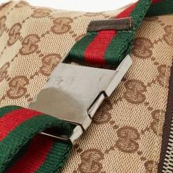 Pre Owned Gucci Beige/Brown GG Canvas and Leather Belt Bag