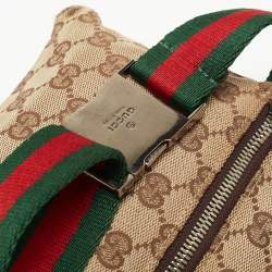 Pre Owned Gucci Beige/Brown GG Canvas and Leather Belt Bag