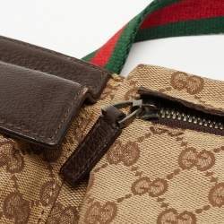 Pre Owned Gucci Beige/Brown GG Canvas and Leather Belt Bag