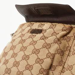 Pre Owned Gucci Beige/Brown GG Canvas and Leather Belt Bag