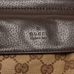 Pre Owned Gucci Beige/Brown GG Canvas and Leather Belt Bag