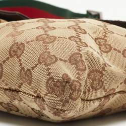 Pre Owned Gucci Beige/Brown GG Canvas and Leather Belt Bag