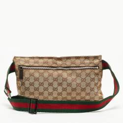 Pre Owned Gucci Beige/Brown GG Canvas and Leather Belt Bag