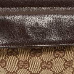 Pre Owned Gucci Beige/Brown GG Canvas and Leather Belt Bag