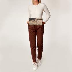 Pre Owned Gucci Beige/Brown GG Canvas and Leather Belt Bag