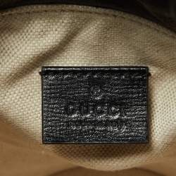 Pre Owned Gucci Beige/Black Wicker and Leather Horsebit 1955 Bucket Bag 