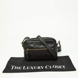 Pre Owned Gucci Black Guccissima Leather Zip Crossbody Bag
