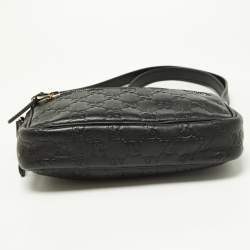 Pre Owned Gucci Black Guccissima Leather Zip Crossbody Bag