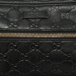 Pre Owned Gucci Black Guccissima Leather Zip Crossbody Bag