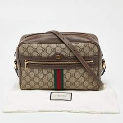 Pre Owned Gucci Beige/Brown GG Supreme Canvas and Leather Small Ophidia Shoulder Bag