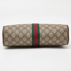 Pre Owned Gucci Beige/Brown GG Supreme Canvas and Leather Small Ophidia Shoulder Bag