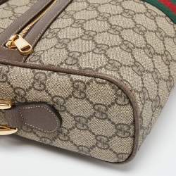 Pre Owned Gucci Beige/Brown GG Supreme Canvas and Leather Small Ophidia Shoulder Bag