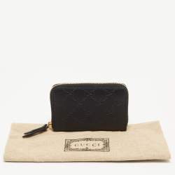 Gucci Black Guccissima Leather Zip Around Card Case