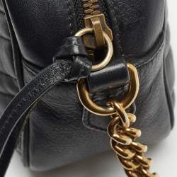 Gucci Black Matelasse Leather Small GG Marmont Shoulder Bag
