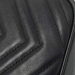 Gucci Black Matelasse Leather Small GG Marmont Shoulder Bag