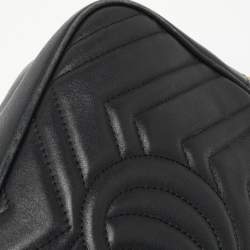Gucci Black Matelasse Leather Small GG Marmont Shoulder Bag