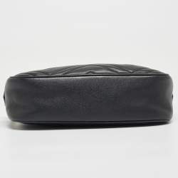 Gucci Black Matelasse Leather Small GG Marmont Shoulder Bag