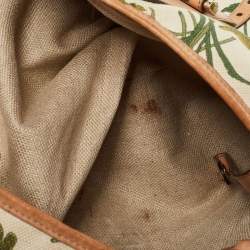 Pre Owned Gucci Green/Beige Floral Canvas and Pelham Hobo
