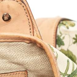 Pre Owned Gucci Green/Beige Floral Canvas and Pelham Hobo