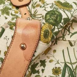 Pre Owned Gucci Green/Beige Floral Canvas and Pelham Hobo