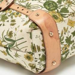 Pre Owned Gucci Green/Beige Floral Canvas and Pelham Hobo
