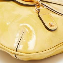 Pre Owned Gucci Yellow Patent Leather Wave Flap Bag
