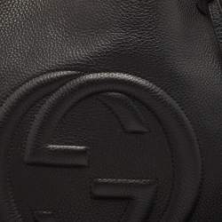 Pre Owned Gucci Black Leather Medium Soho Chain Tote