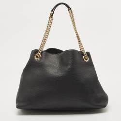 Pre Owned Gucci Black Leather Medium Soho Chain Tote