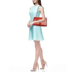 Pre Owned Gucci Coral Red Leather Medium Emily Shoulder Bag