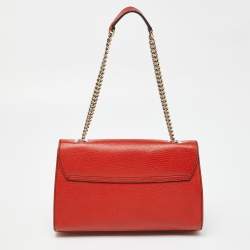 Pre Owned Gucci Coral Red Leather Medium Emily Shoulder Bag