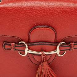 Pre Owned Gucci Coral Red Leather Medium Emily Shoulder Bag