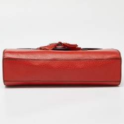 Pre Owned Gucci Coral Red Leather Medium Emily Shoulder Bag