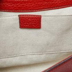 Pre Owned Gucci Coral Red Leather Medium Emily Shoulder Bag