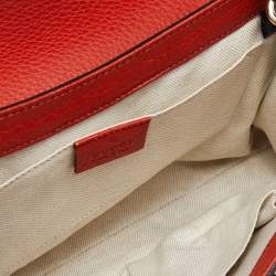 Pre Owned Gucci Coral Red Leather Medium Emily Shoulder Bag